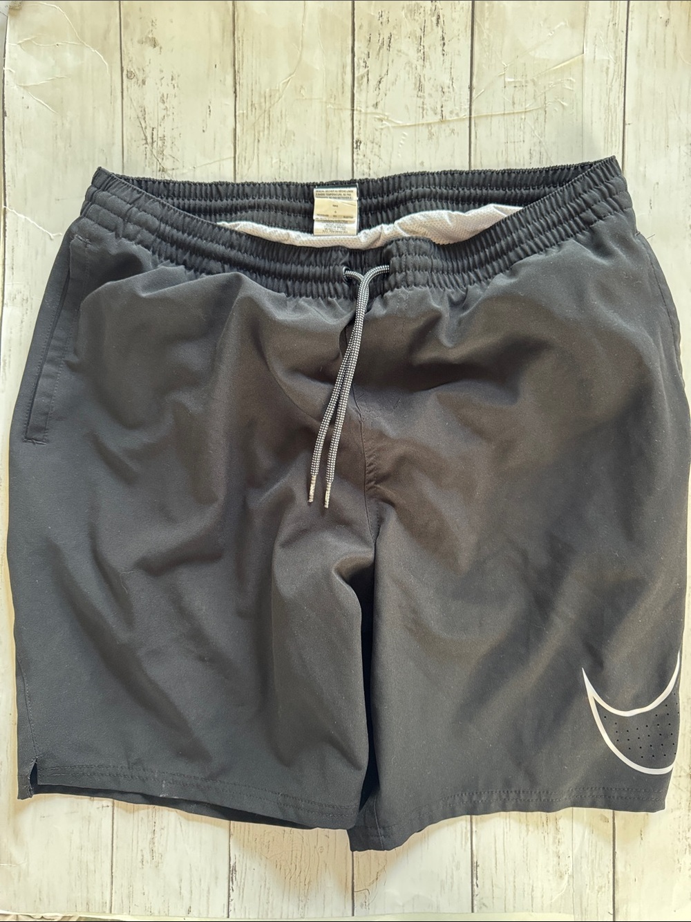Nike Black Drawstring Swim  Shorts with White Logo